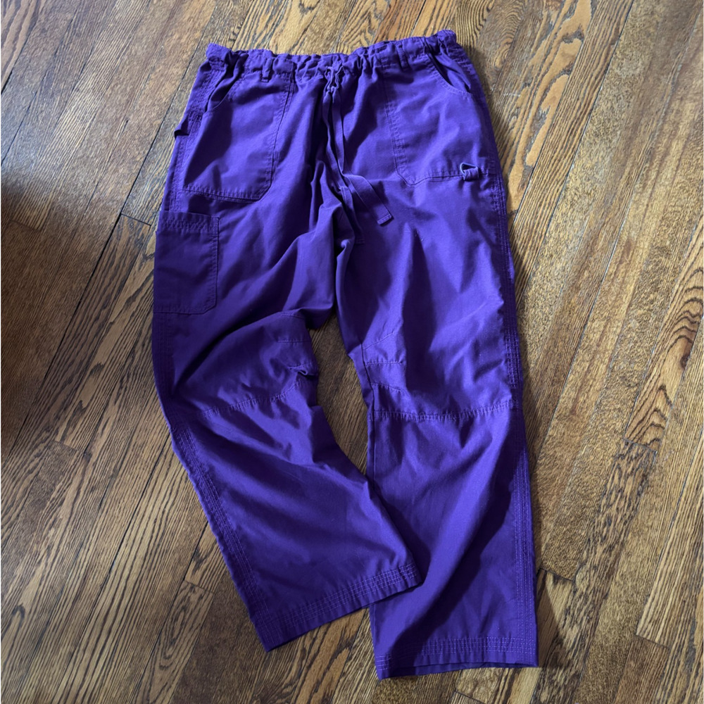 Just Love Purple Cargo Scrub Pants 1X Drawstring Elastic‎ Waist Multi-Pocket